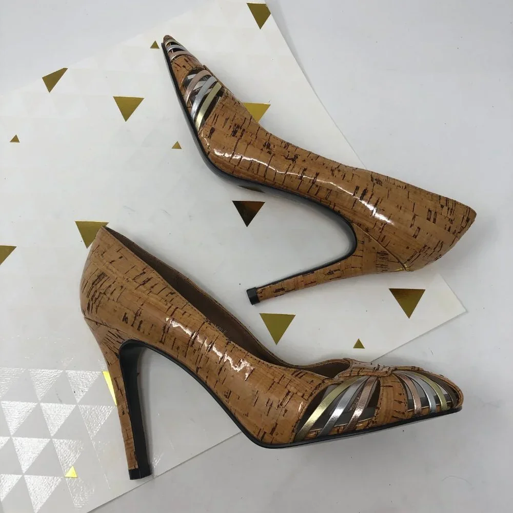 Oh Deer! Cork and Metallic coated heels SAMPLE 6 - Picture 2 of 6